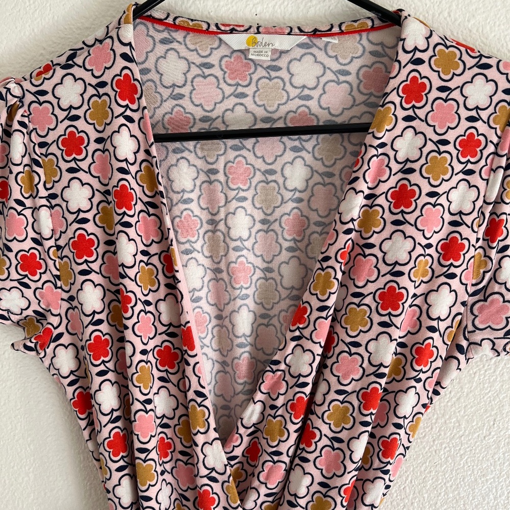 Boden Cap Sleve Multi Color  Clover Flower Wrap Dress